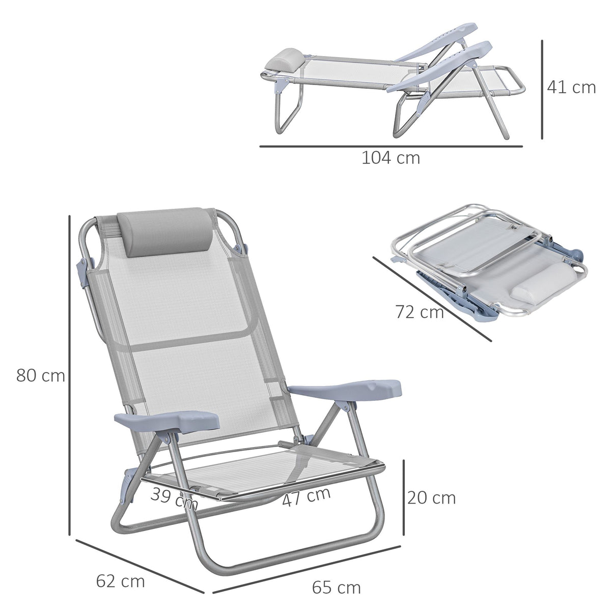 Folding Camping Chairs Set of 2 with Adjustable Backrest