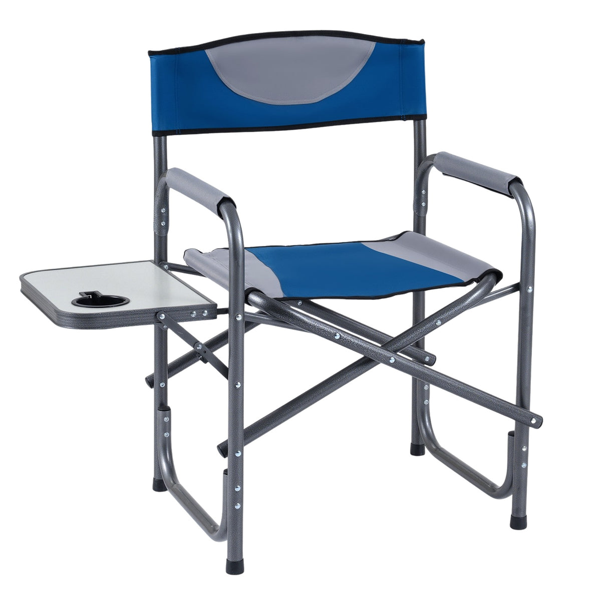 Folding Camping Chair with Side Table and Cup Holder, 400 lb