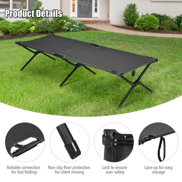 Folding Camping Cot, 190 cm, Steel Frame, 160 kg