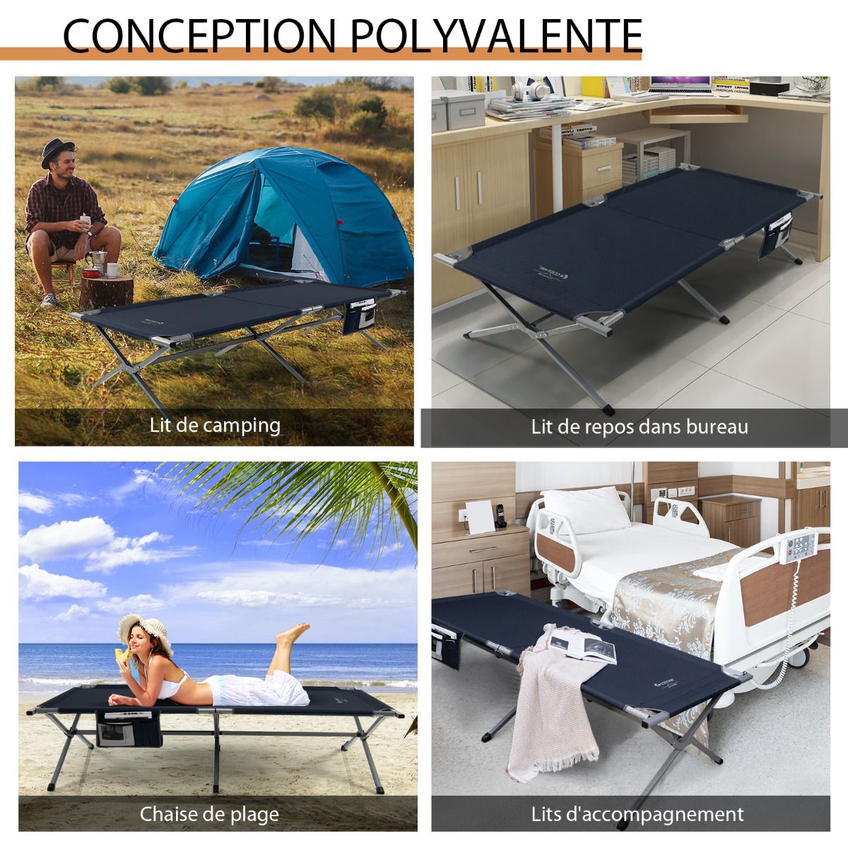 Folding Camping Cot With Carry Bag, 150 kg