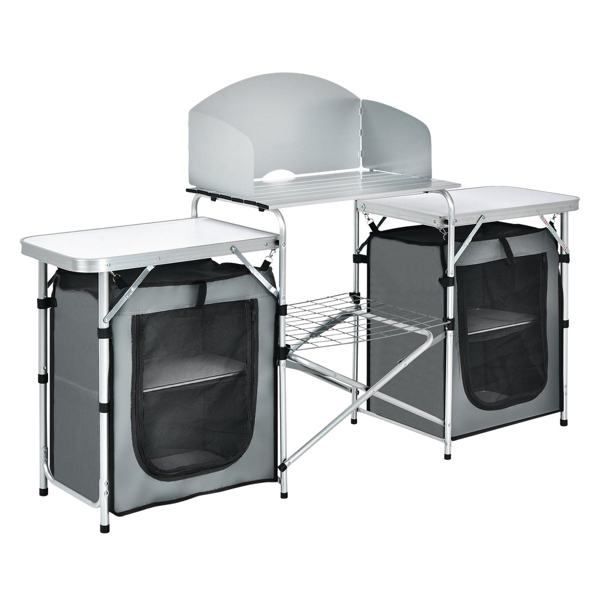 Folding Camping Kitchen with Carry Bag – Aluminum Cooking Station