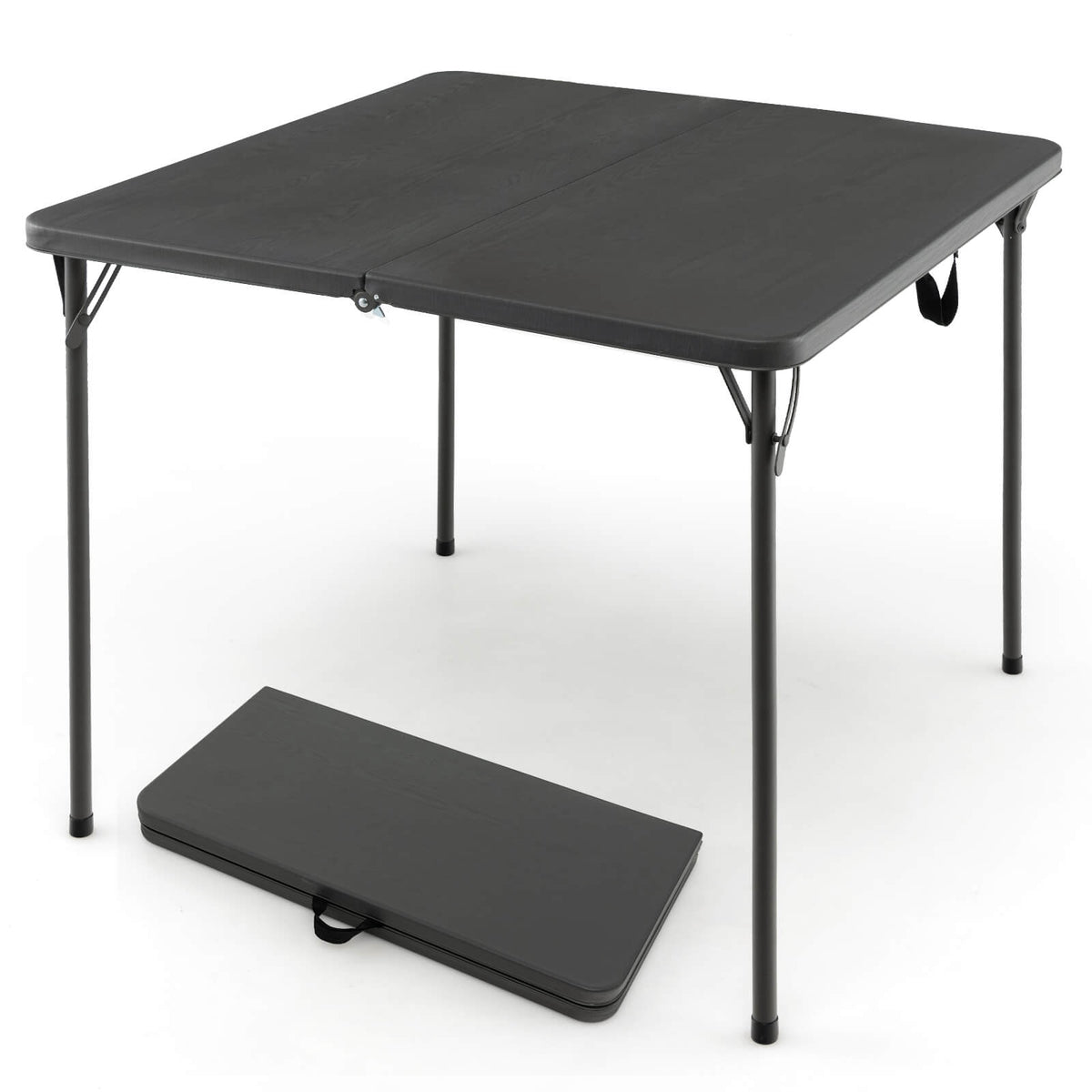 Folding Camping Table, HDPE Top, Steel Frame, 330 lb