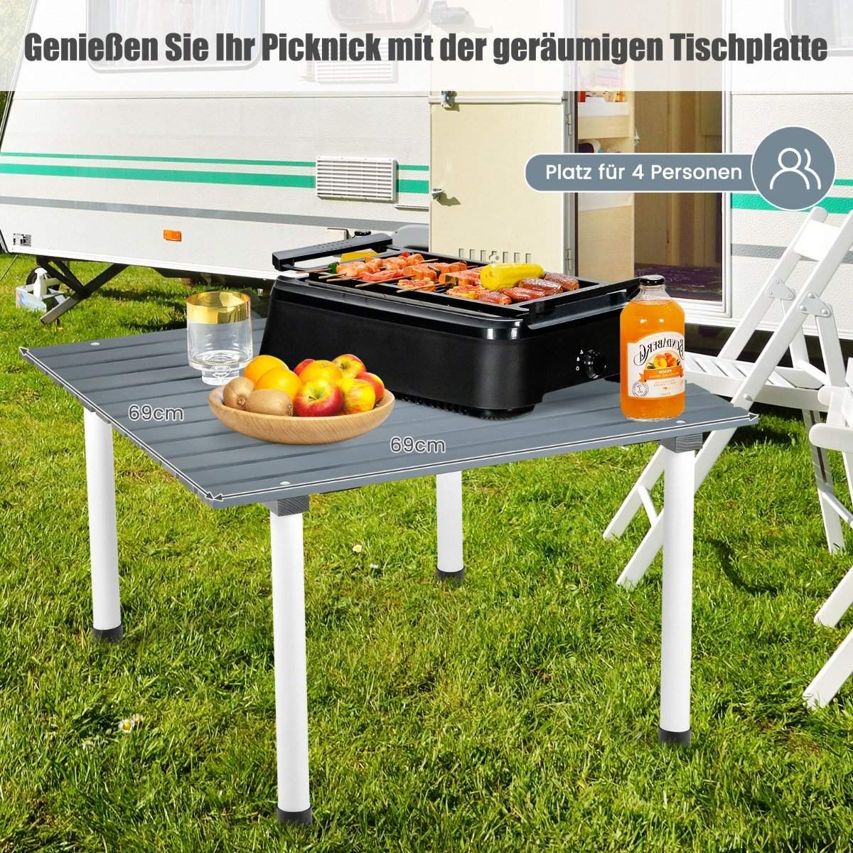 Folding Camping Table with Carry Bag for Beach Picnics & Fishing Trips Gray