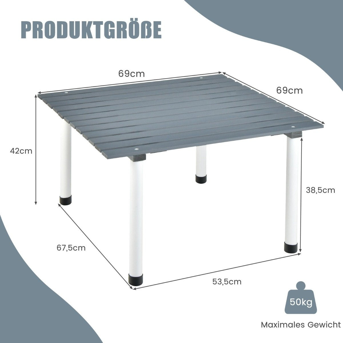 Folding Camping Table with Carry Bag for Beach Picnics & Fishing Trips Gray