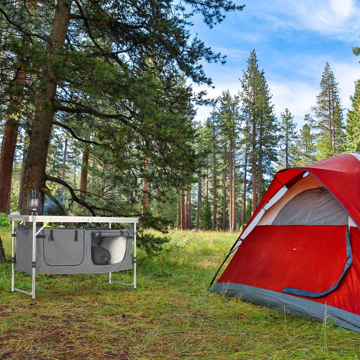 Folding Camping Table with Removable Fabric Cabinet