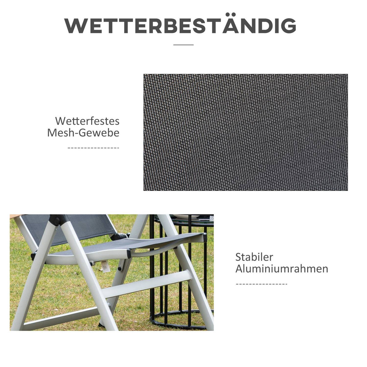 Folding Chair Garden Chair Aluminum Mesh Black Silver Backrest Armrest 61X64X112Cm