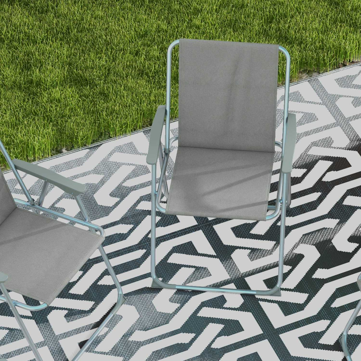 Folding Chair Set Of 4 Folding Garden Chairs With Backrest Armrest Camping Chair For Garden Balcony Oxford Gray 53 X 54 X 76 Cm