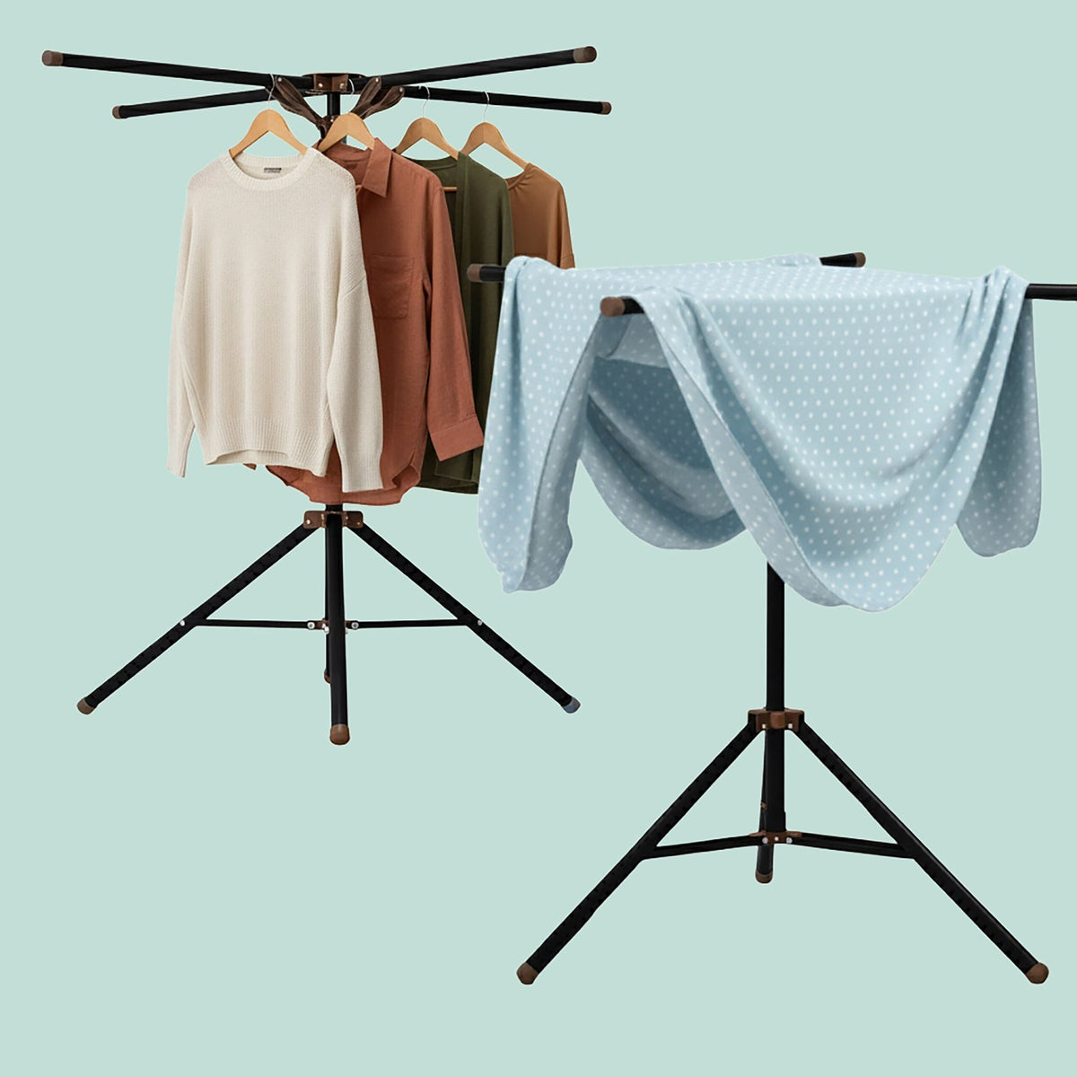 Folding Clothes Drying Rack, Space-Saving, 4 Arms