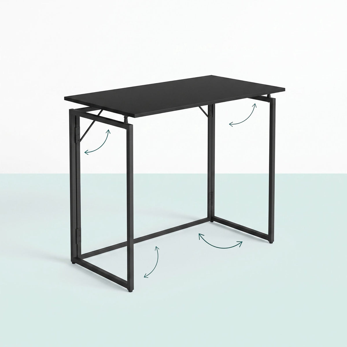Folding Desk, Black – 100 x 50 cm, Wood & Steel