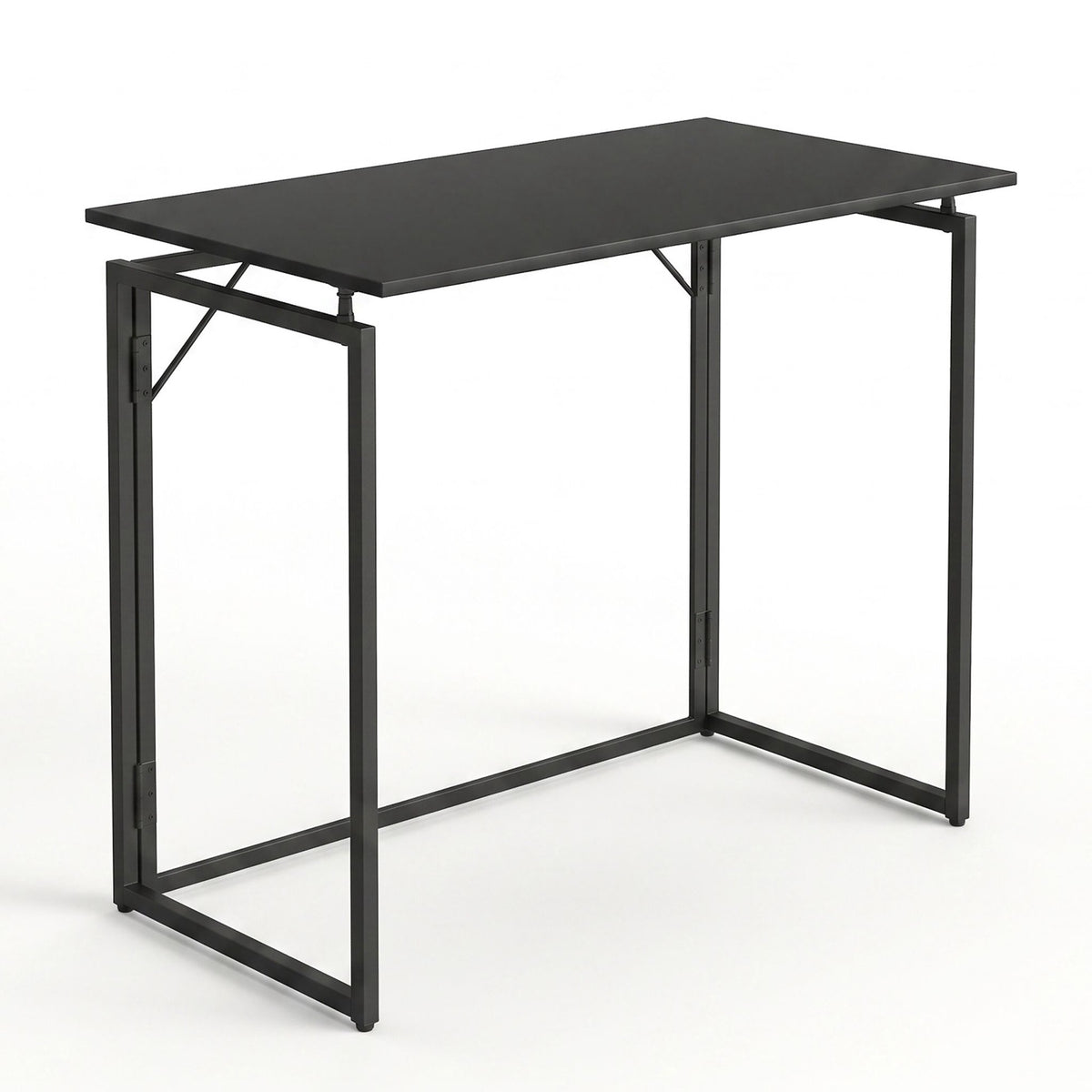 Folding Desk, Black – 80 x 40 cm, Wood & Steel