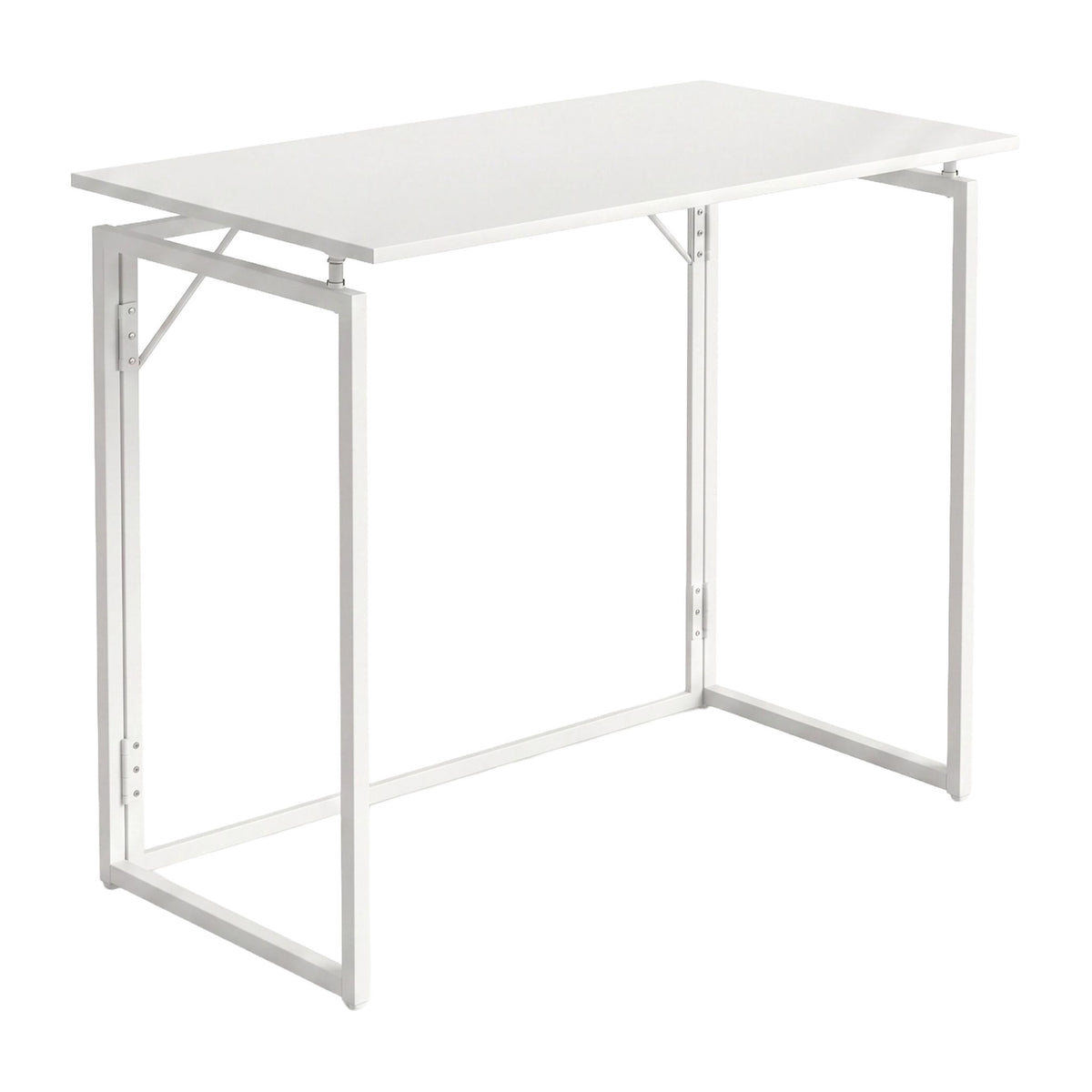 Folding Desk, White, 100x50 cm, Wood & Steel Frame