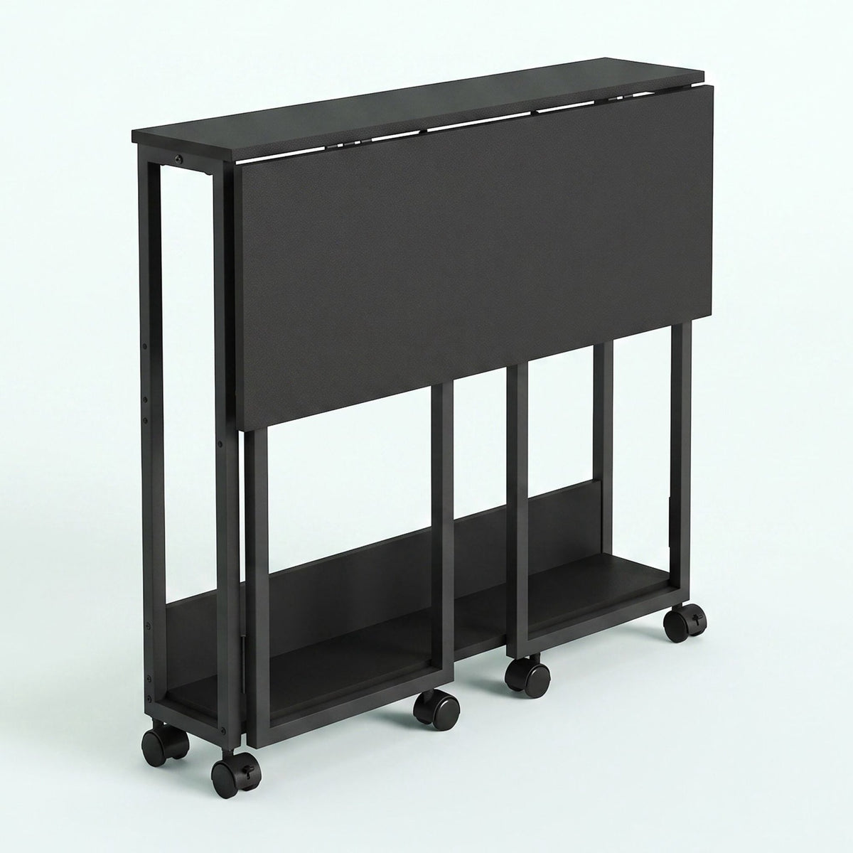 Folding Desk with Wheels, Black, 80x50 cm
