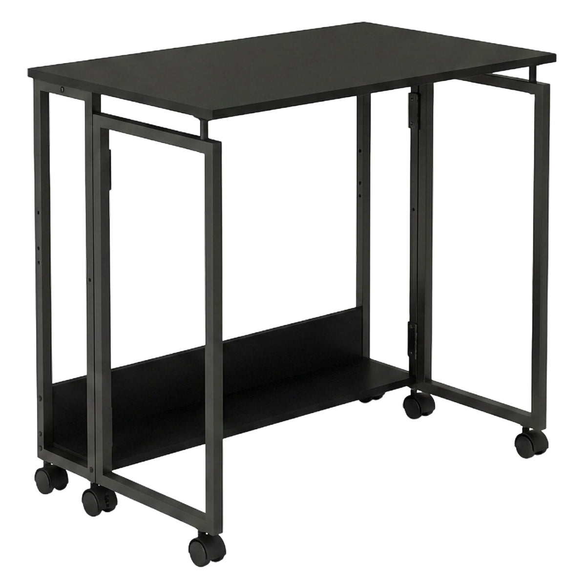 Folding Desk with Wheels, Black, 80x50 cm