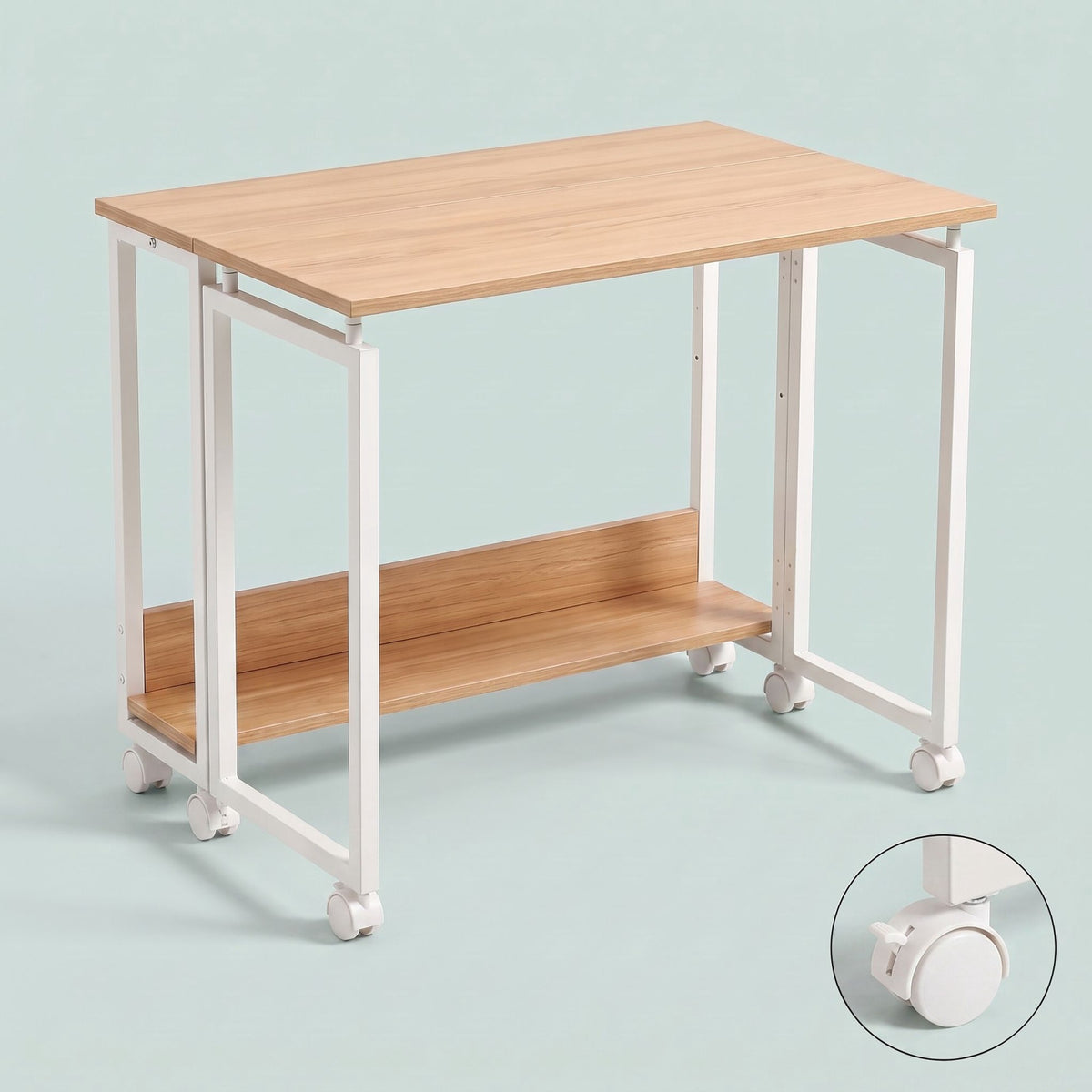 Folding Desk with Wheels, Natural White, 60x50 cm