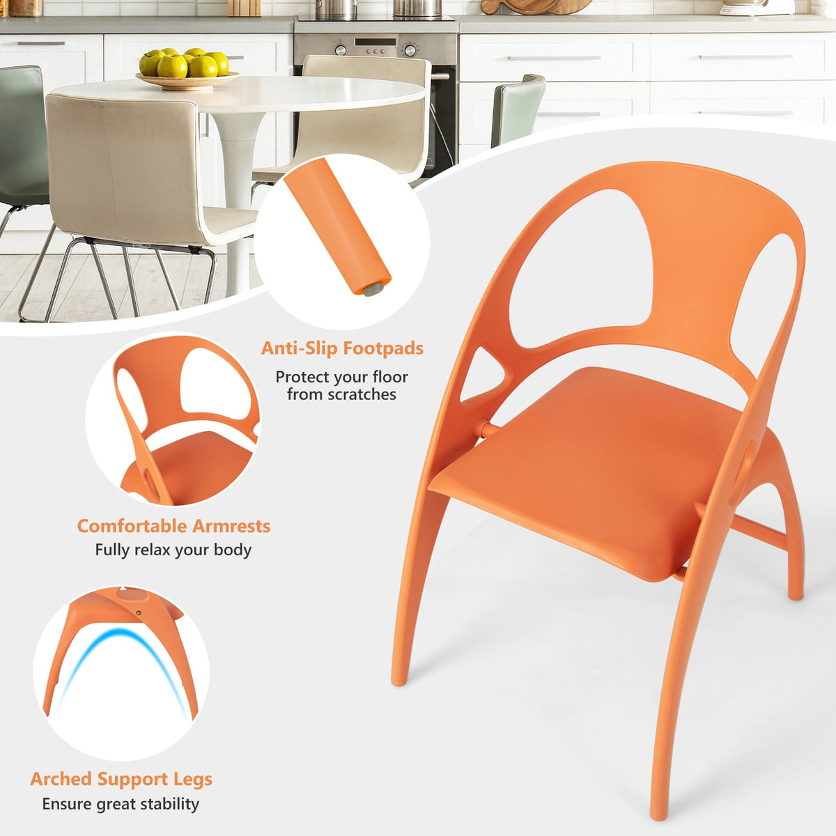 Folding Dining Chairs Set of 2 – High Back, Armrests