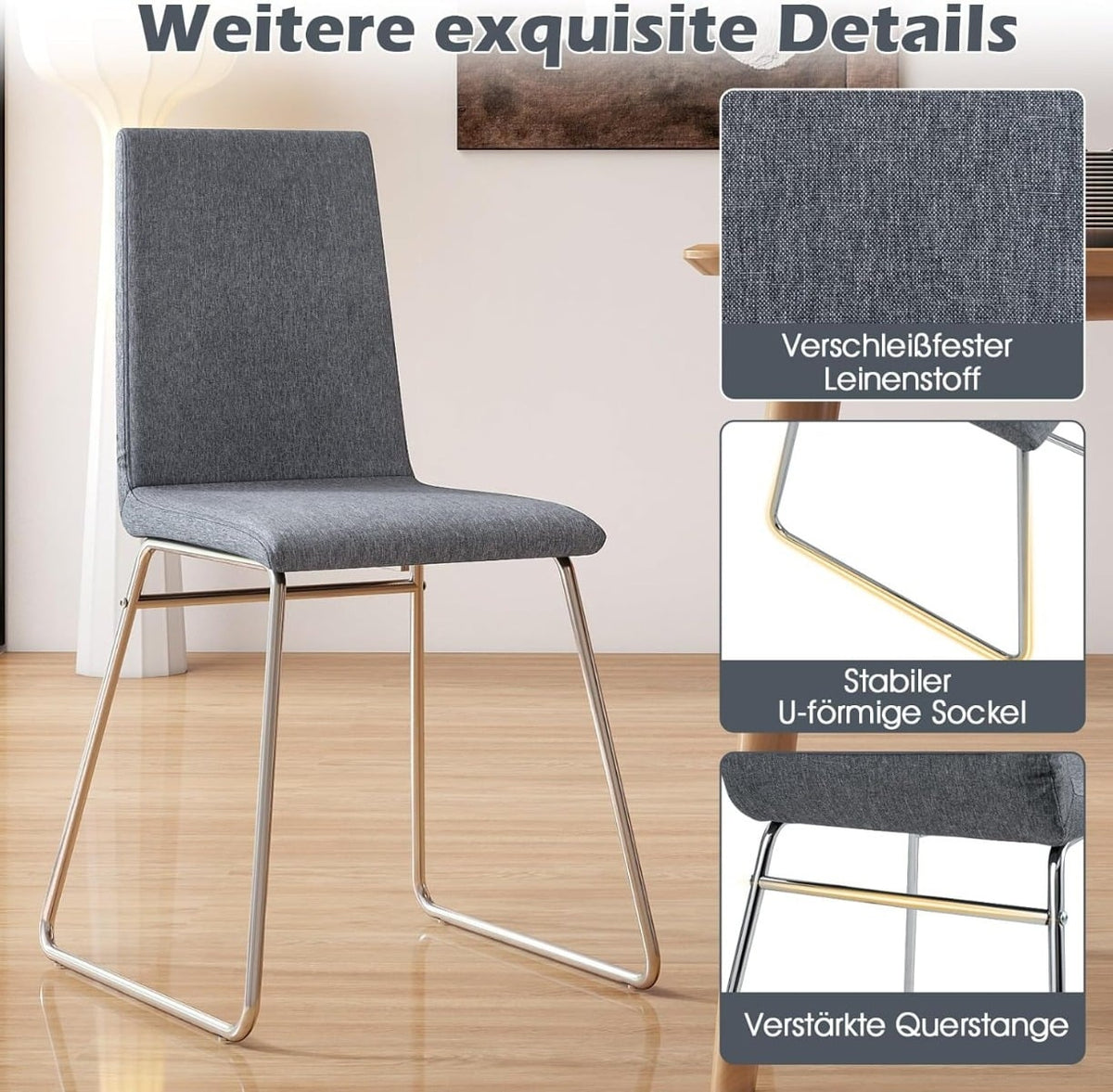 Folding Dining Chairs Set of 2, Metal Frame, Padded Seat