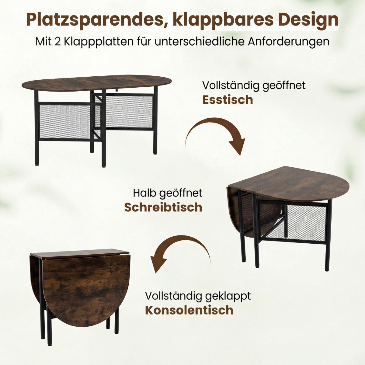 Folding Dining Table for 6-8, Space-Saving Oval Design