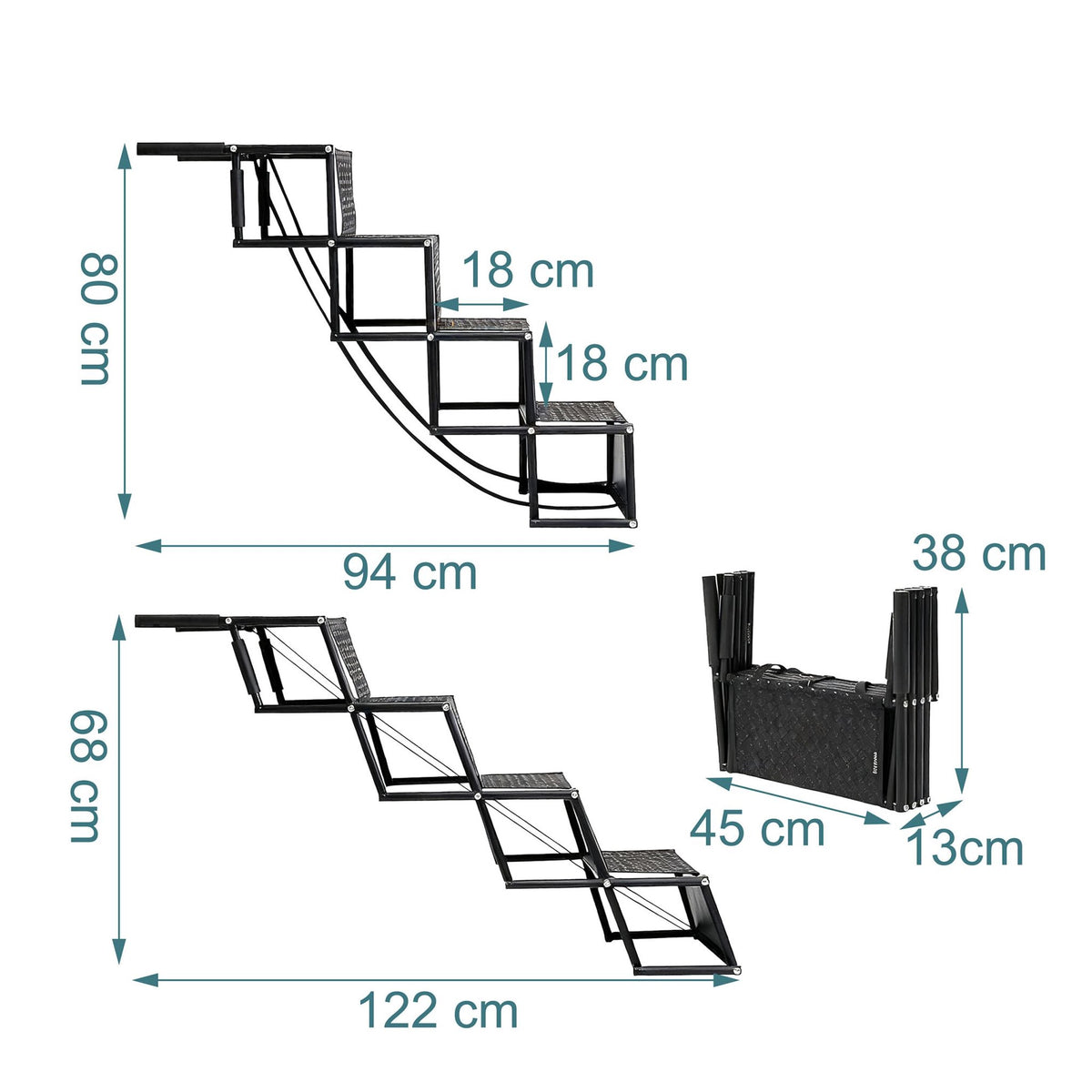Folding Dog Stairs – 4 Steps, Supports 90 kg, Non-Slip
