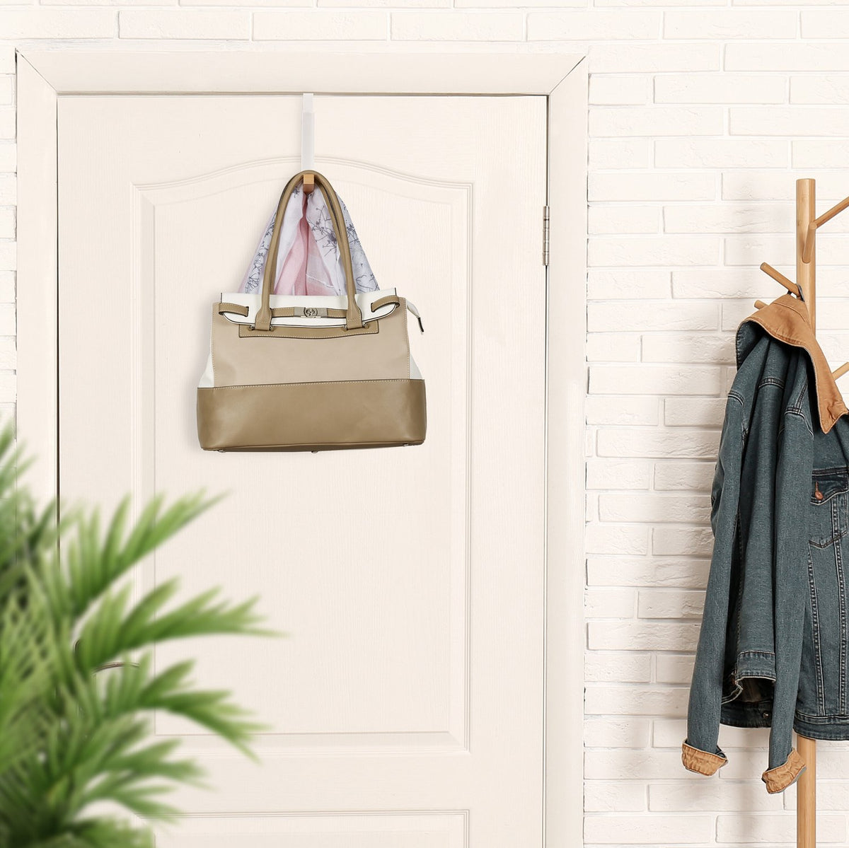 Folding Door Hanger Set, Metal & Wood, Space-Saving