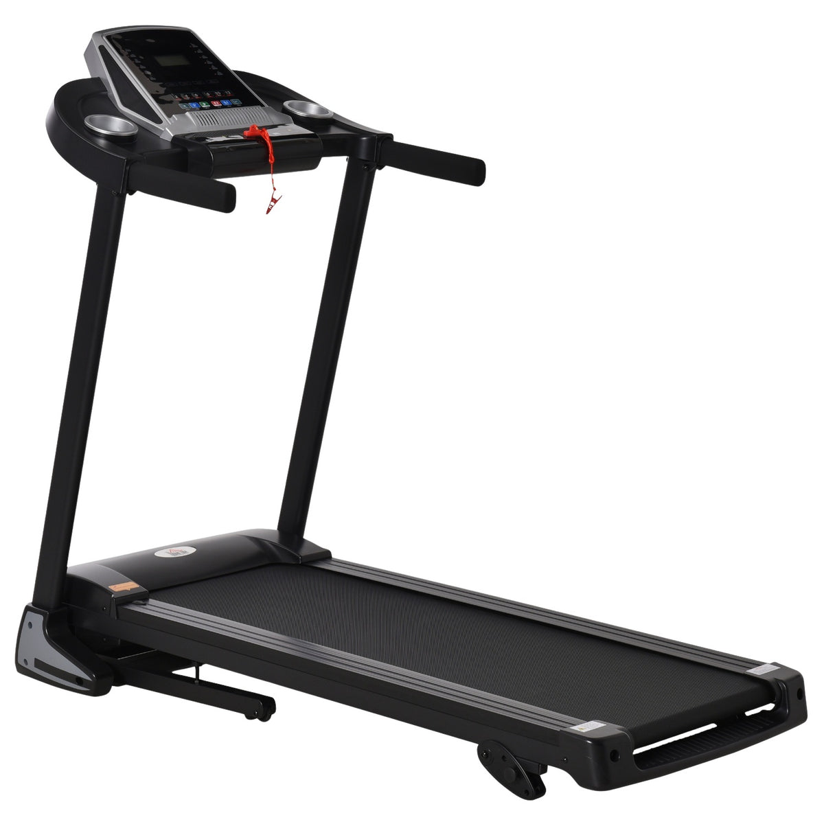 Folding Electric Treadmill 500W 1-12.8 Km/H With Led Display Cup Holder And Mobile Phone Holder Steel Abs Black + Gray 142 × 66 X 127 Cm