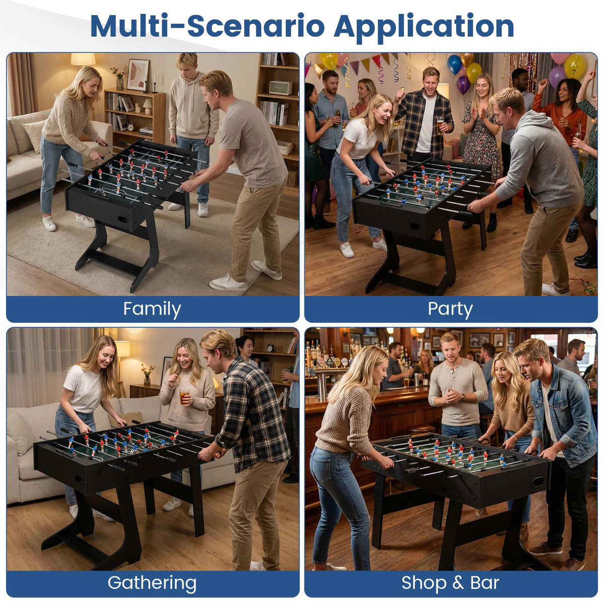 Folding Foosball Table, 22 Players, Slide Scorers
