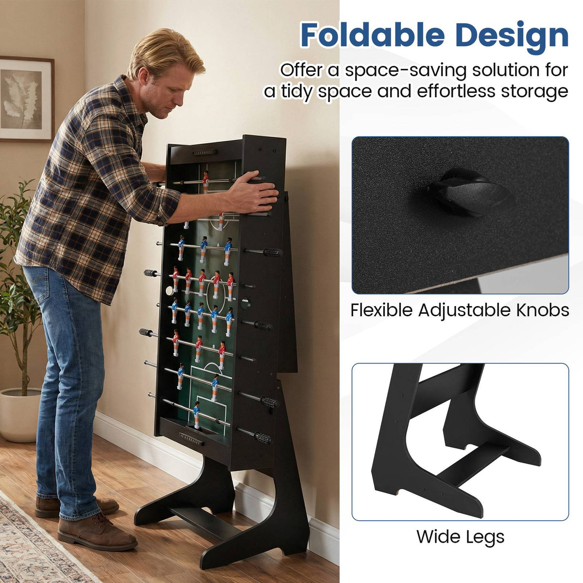 Folding Foosball Table, 22 Players, Slide Scorers
