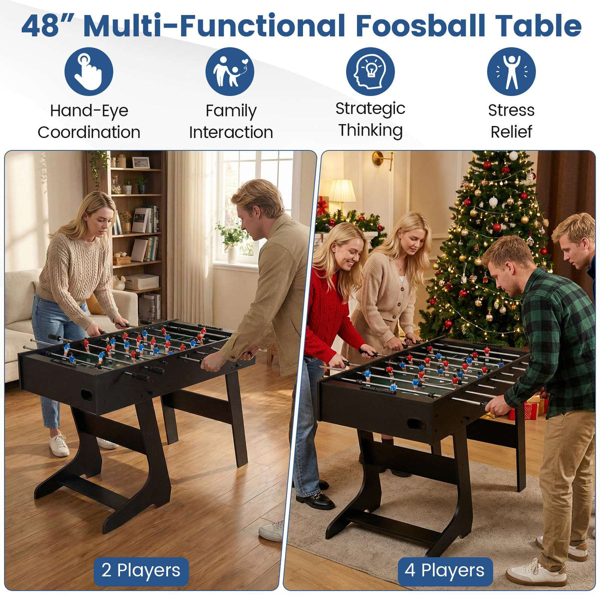 Folding Foosball Table, 22 Players, Slide Scorers