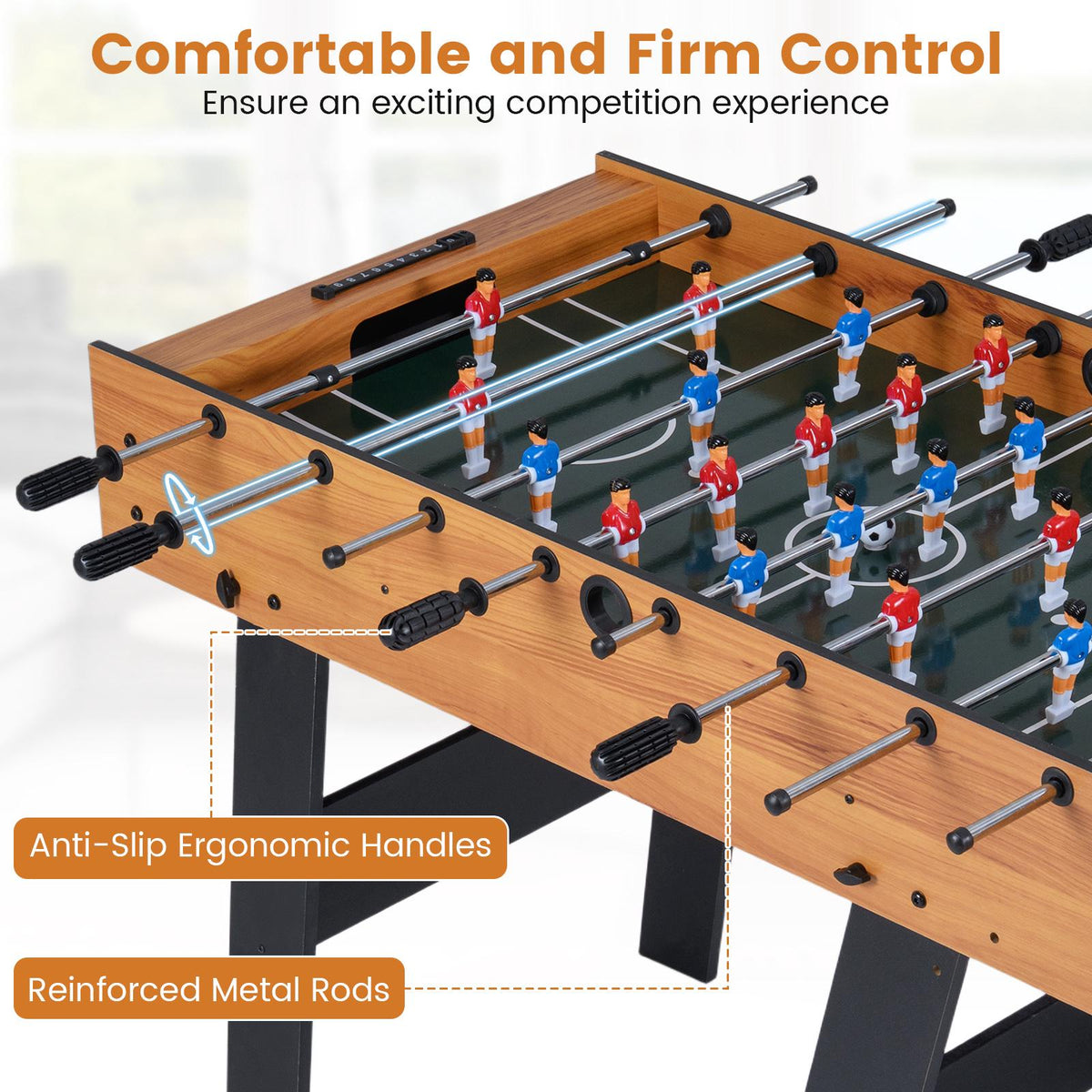 Folding Foosball Table With 22 Players, Slide Scorers