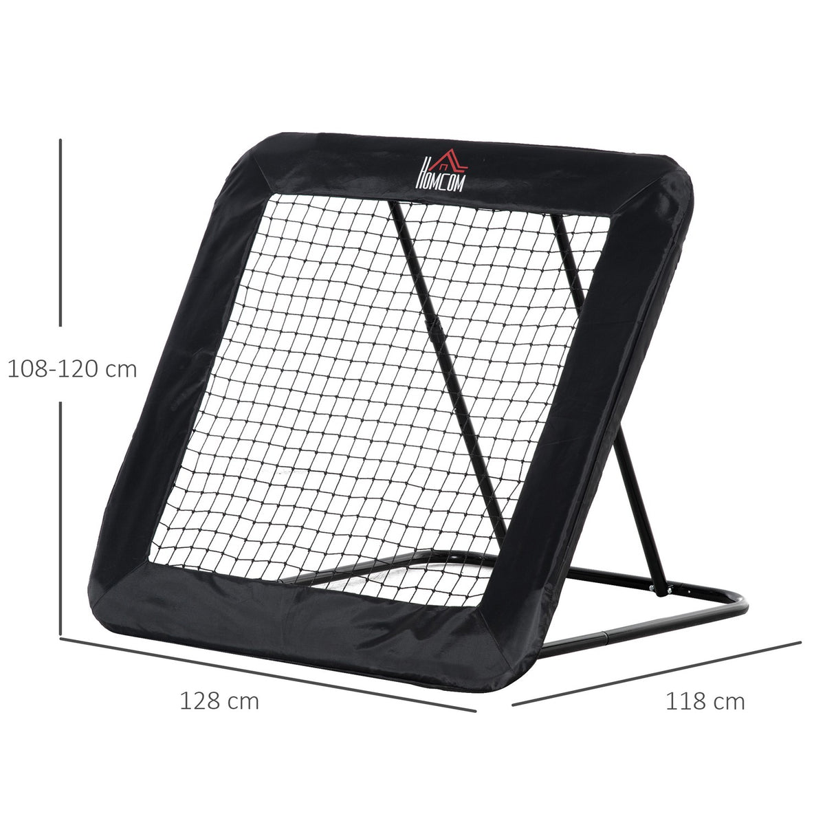 Folding Football Goal, Football Rebounder, Rebound Wall, Net For Multi-Sports, 5-Level Adjustable, 128X118X108-120Cm