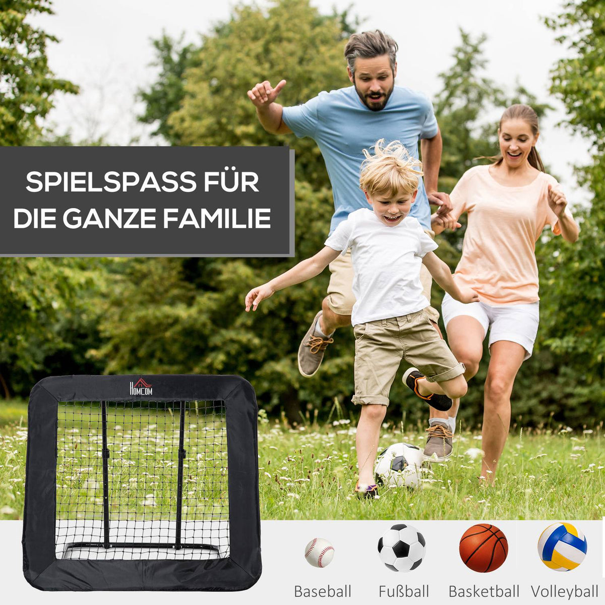 Folding Football Goal, Football Rebounder, Rebound Wall, Net For Multi-Sports, 5-Level Adjustable, 128X118X108-120Cm