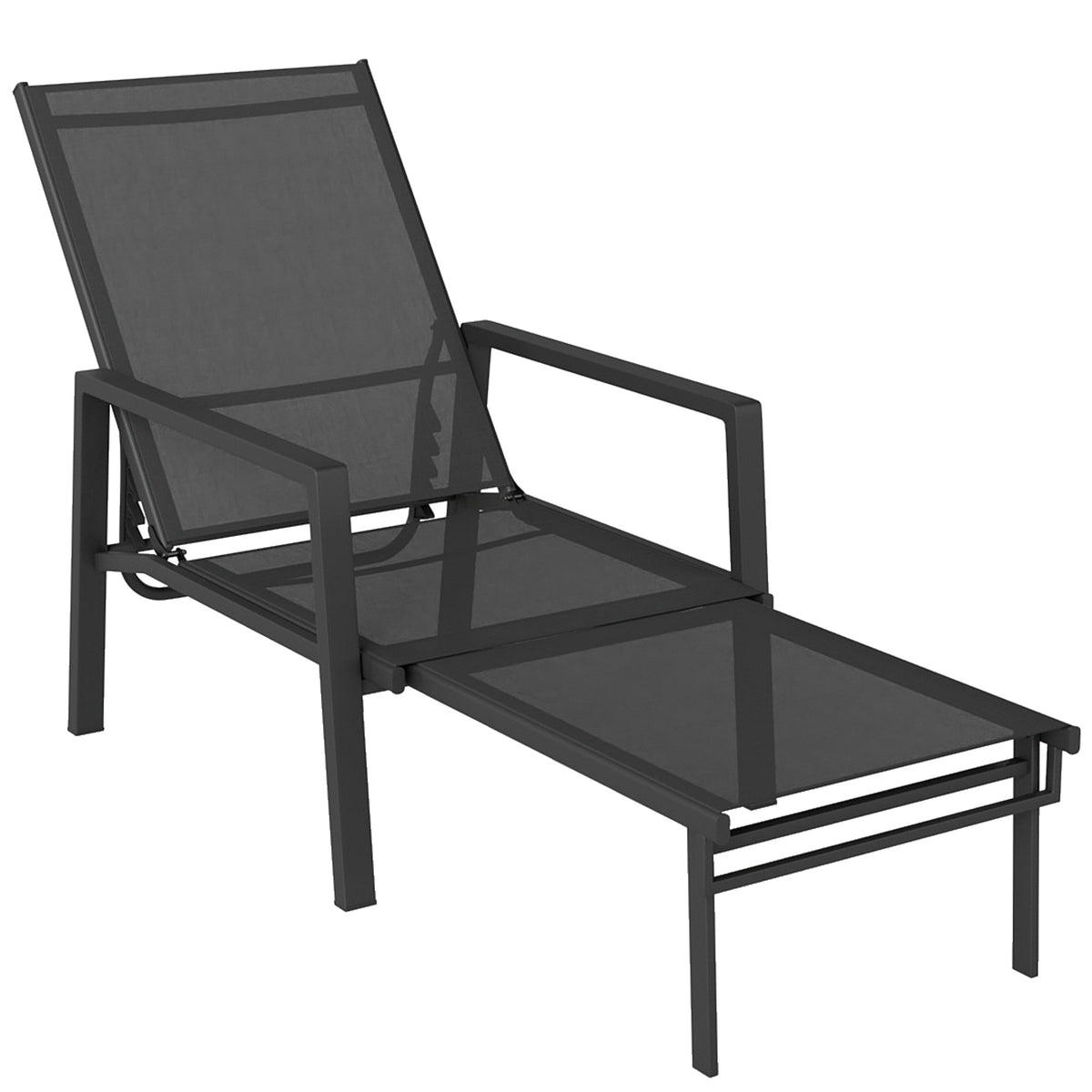 Folding Garden Sun Lounger with Adjustable Backrest