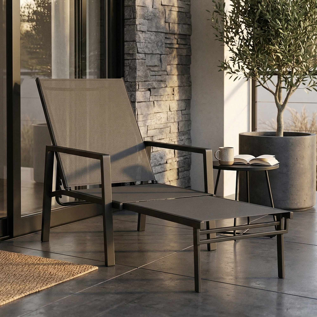 Folding Garden Sun Lounger with Adjustable Backrest