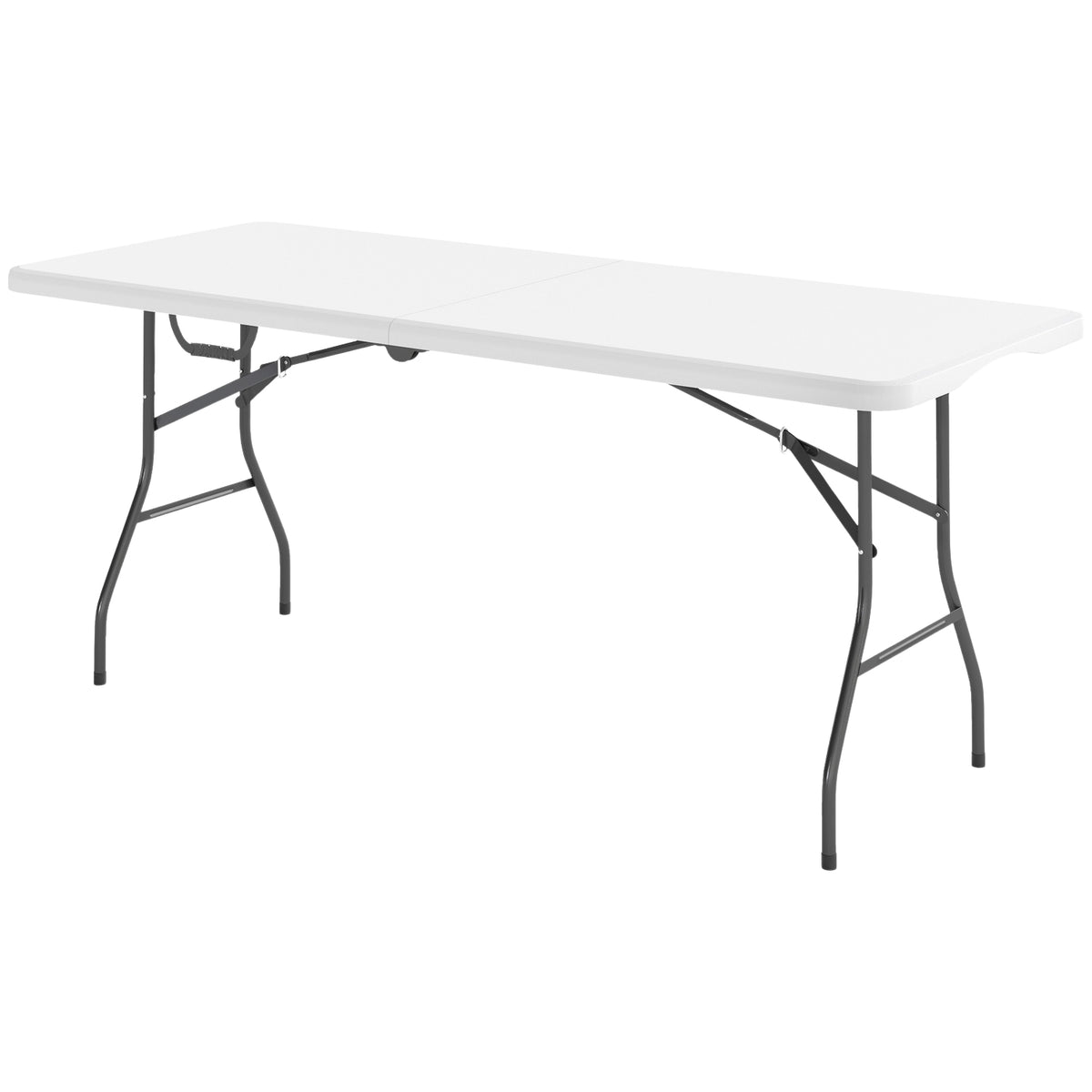 Folding Garden Table 180 x 74 cm Weatherproof Buffet Table with Carrying Handle Folding Table Camping Table for Garden Patio and Balcony White