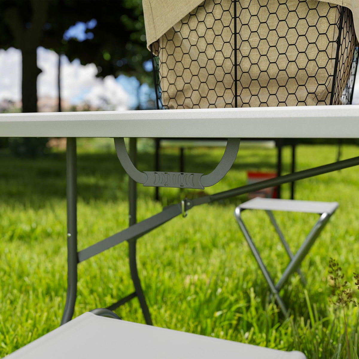 Folding Garden Table 180 x 74 cm Weatherproof Buffet Table with Carrying Handle Folding Table Camping Table for Garden Patio and Balcony White