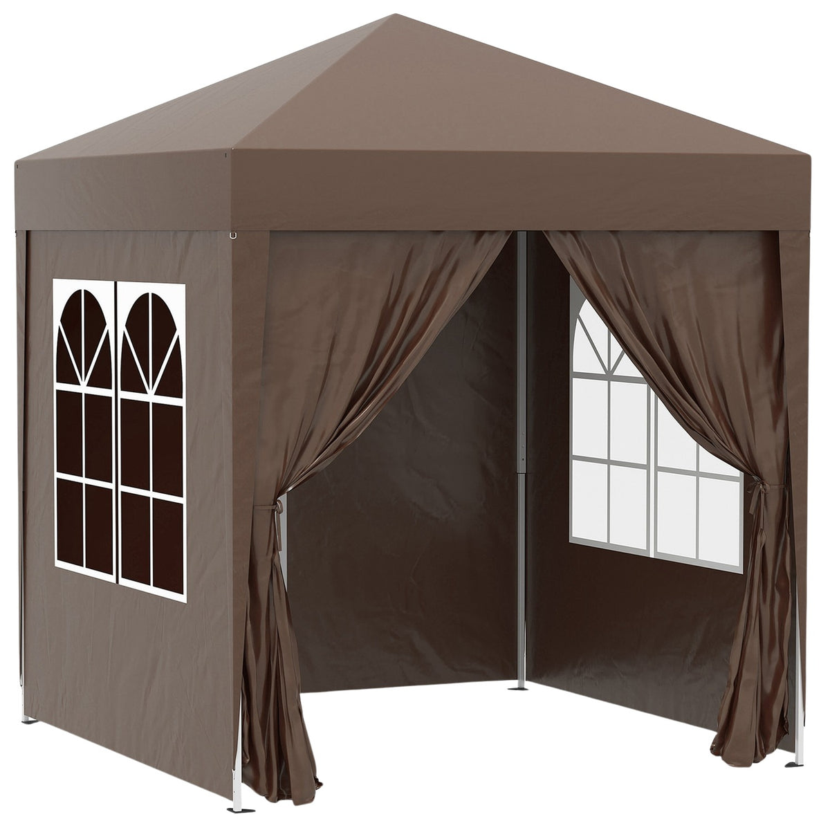 Folding Gazebo 2 X 2M Gazebo With 4 Side Walls, Window, Marquee With Uv Protection, Garden Tent With Carry Bag, Steel Oxford, White