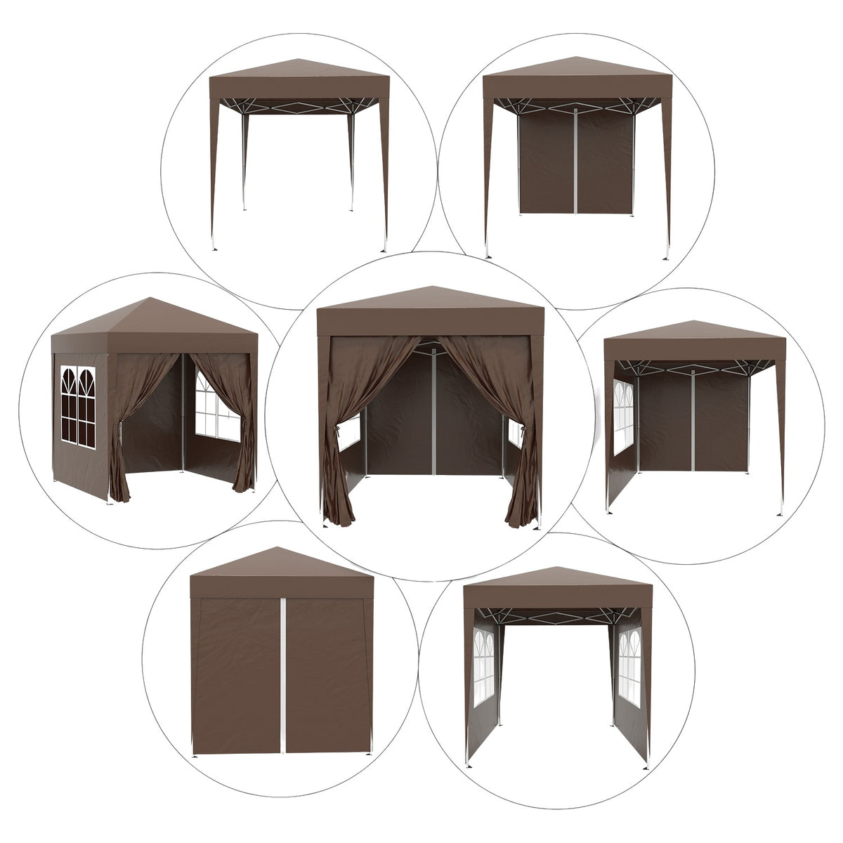 Folding Gazebo 2 X 2M Gazebo With 4 Side Walls, Window, Marquee With Uv Protection, Garden Tent With Carry Bag, Steel Oxford, White