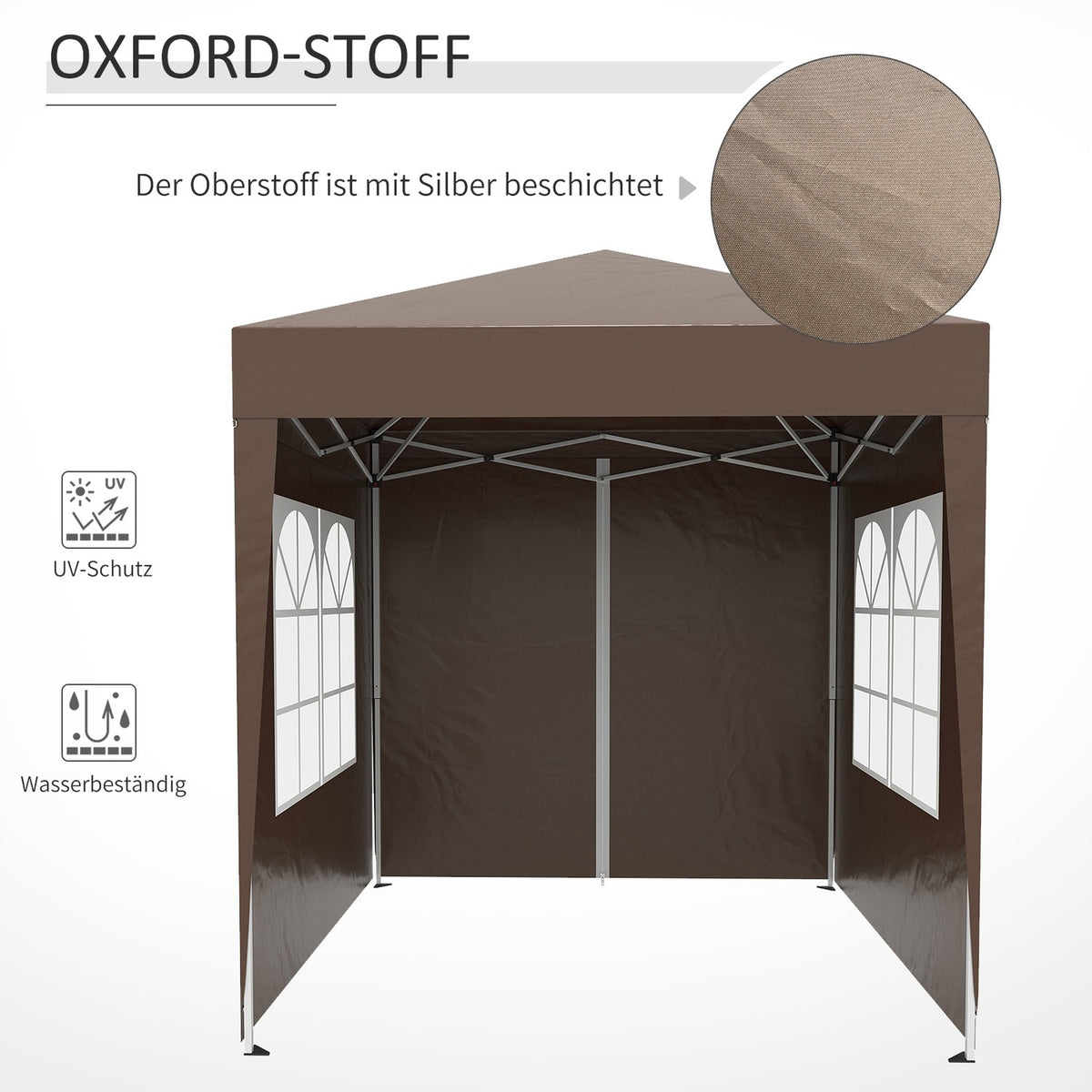 Folding Gazebo 2 X 2M Gazebo With 4 Side Walls, Window, Marquee With Uv Protection, Garden Tent With Carry Bag, Steel Oxford, White