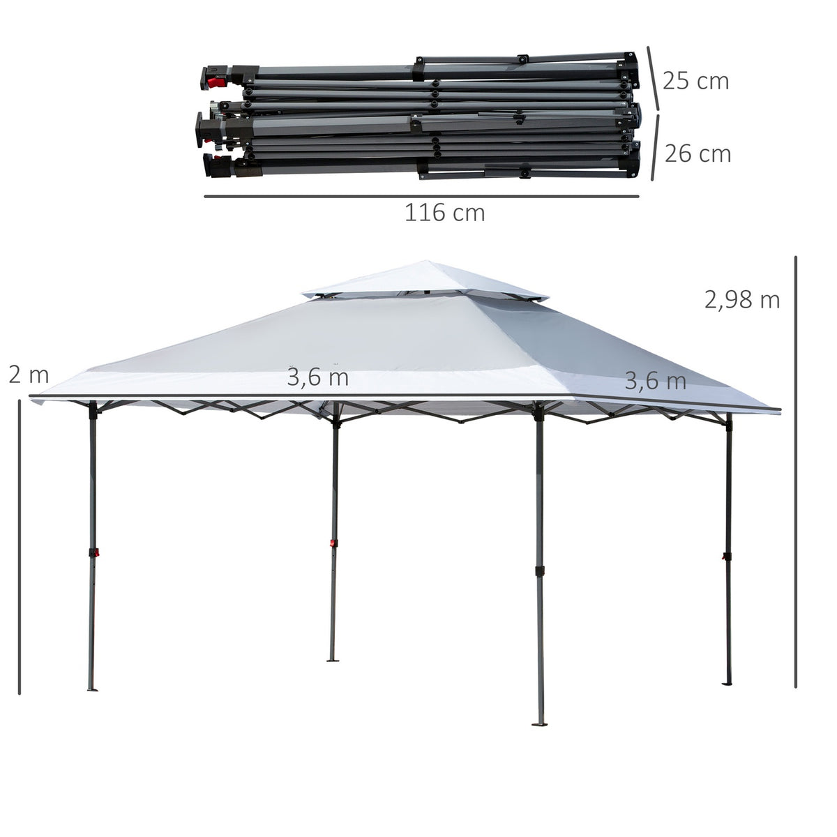 Folding Gazebo 3.5 X 3.5 M Pop-Up Garden Gazebo With Roll Bag, Oxford Fabric, Uv Protection, Light Gray + White