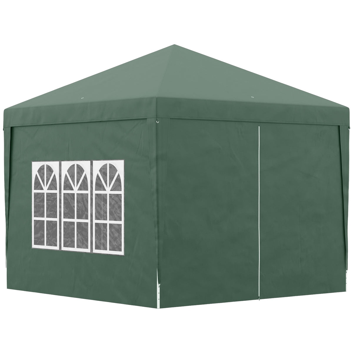 Folding Gazebo Approx. 3 X 3 M Gazebo With 4 Side Walls, Window, Marquee With Uv Protection, Garden Tent Including Carrying Bag, Steel Oxford, Green