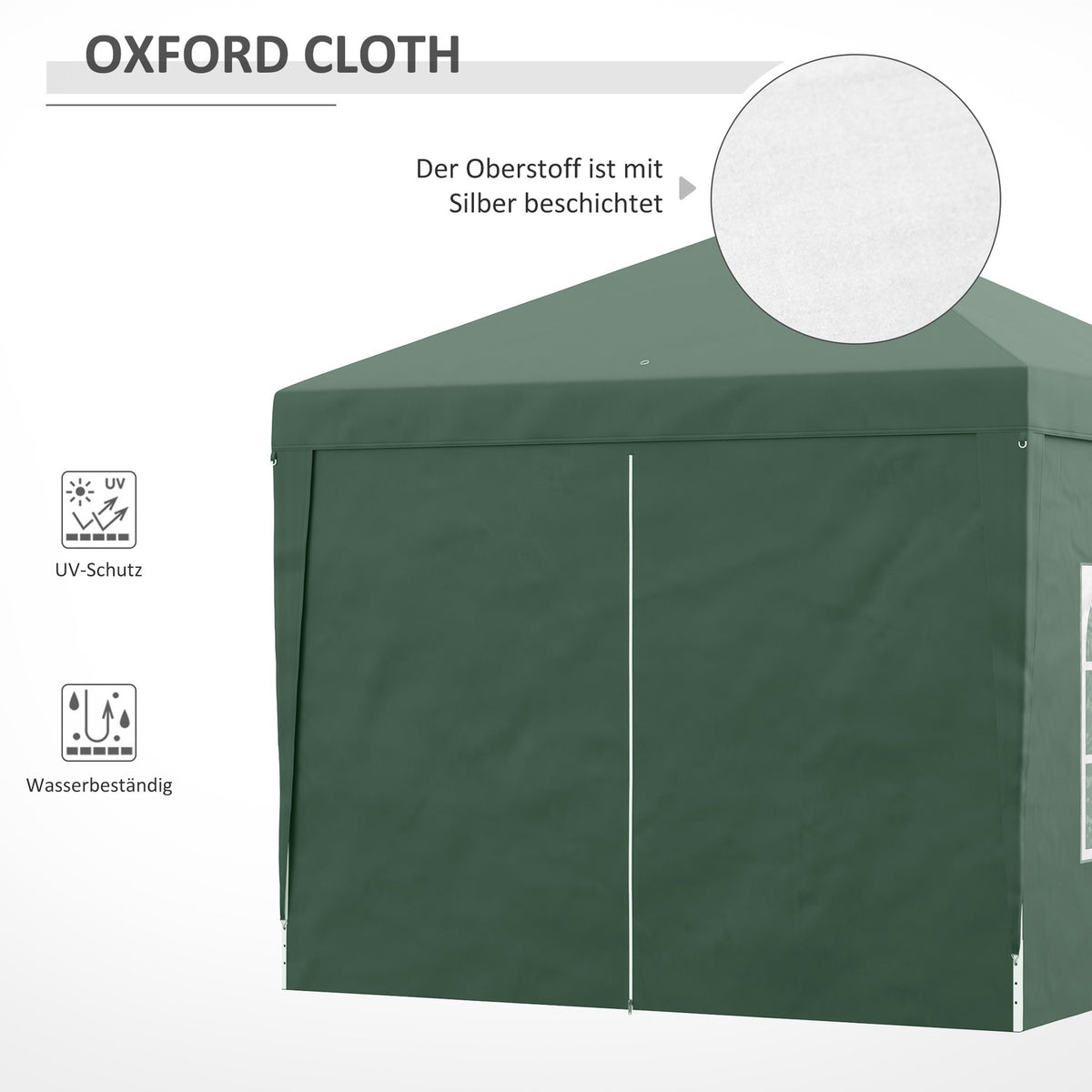 Folding Gazebo Approx. 3 X 3 M Gazebo With 4 Side Walls, Window, Marquee With Uv Protection, Garden Tent Including Carrying Bag, Steel Oxford, Green