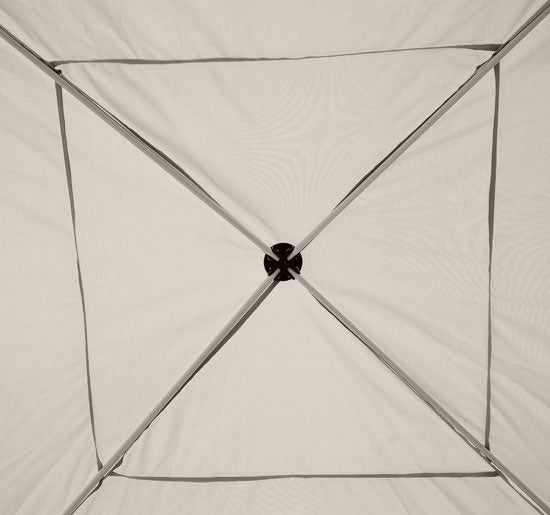Folding Gazebo Gazebo Folding Tent With Side Walls & Carry Bag, Steel + Oxford, Beige, 3X3X2.55M