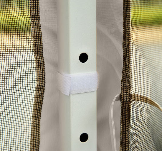 Folding Gazebo Gazebo Folding Tent With Side Walls & Carry Bag, Steel + Oxford, Beige, 3X3X2.55M
