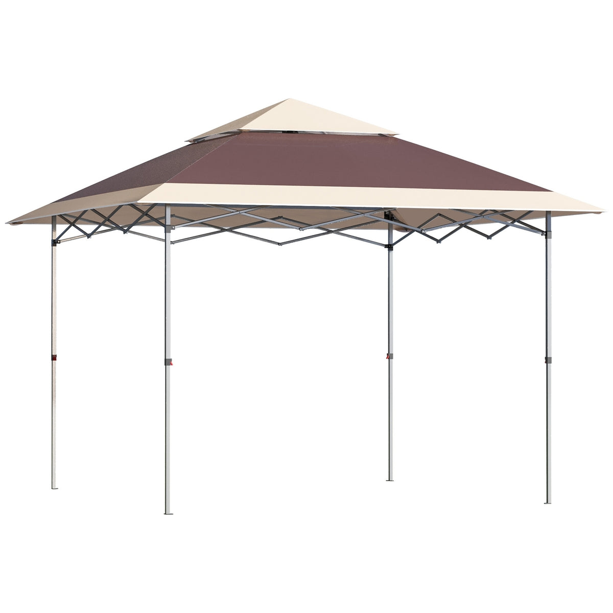Folding Gazebo Pop Up Tent Garden Gazebo Roll Bag Oxford Fabric 3.6 X 3.6 M Dark Brown + Khaki