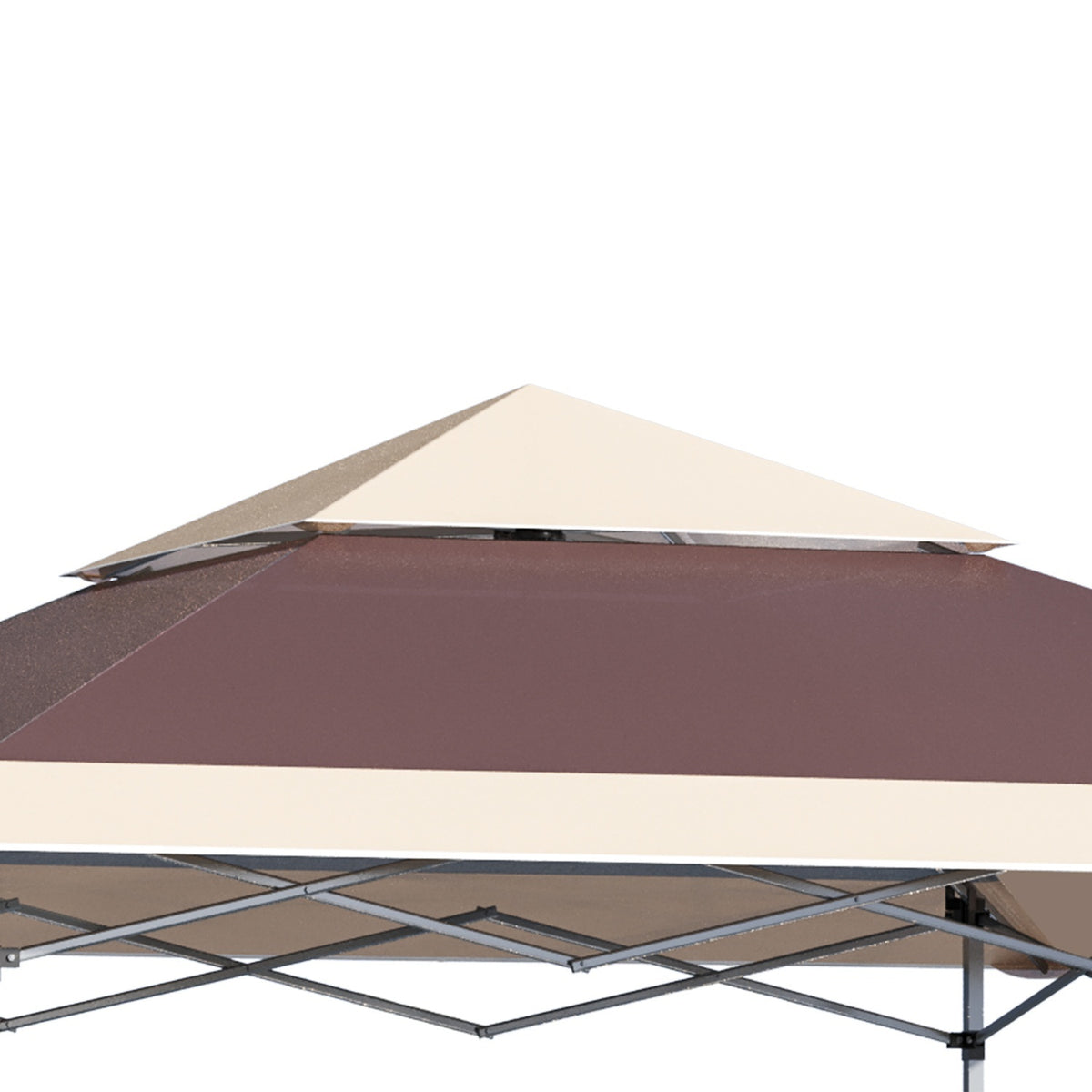 Folding Gazebo Pop Up Tent Garden Gazebo Roll Bag Oxford Fabric 3.6 X 3.6 M Dark Brown + Khaki