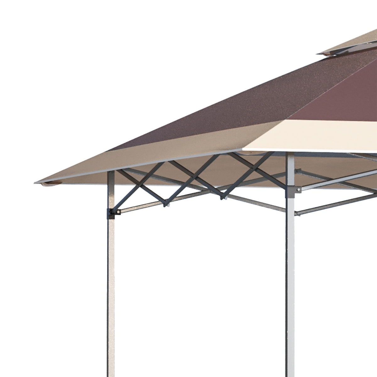 Folding Gazebo Pop Up Tent Garden Gazebo Roll Bag Oxford Fabric 3.6 X 3.6 M Dark Brown + Khaki