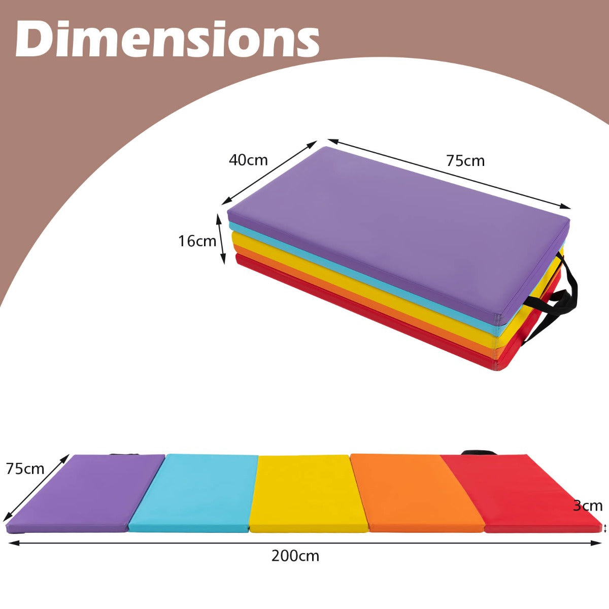 Folding Gymnastics Mat, 5-Panel 79x29.5x1.2 in