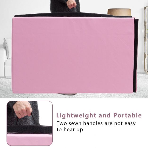 Folding Gymnastics Mat, 8ft 4-Fold PU Cover, Pink