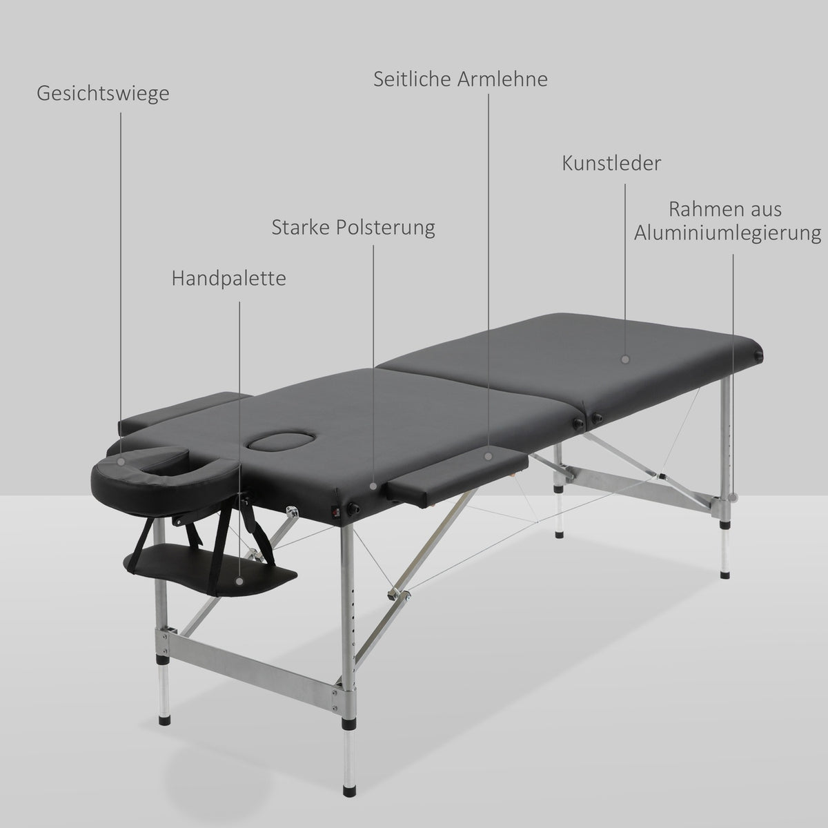 Folding Massage Table, Professional 7-Zone Massage Table, Height Adjustable, Loads Up To 130Kg, Ideal For Spa & Salon, Black