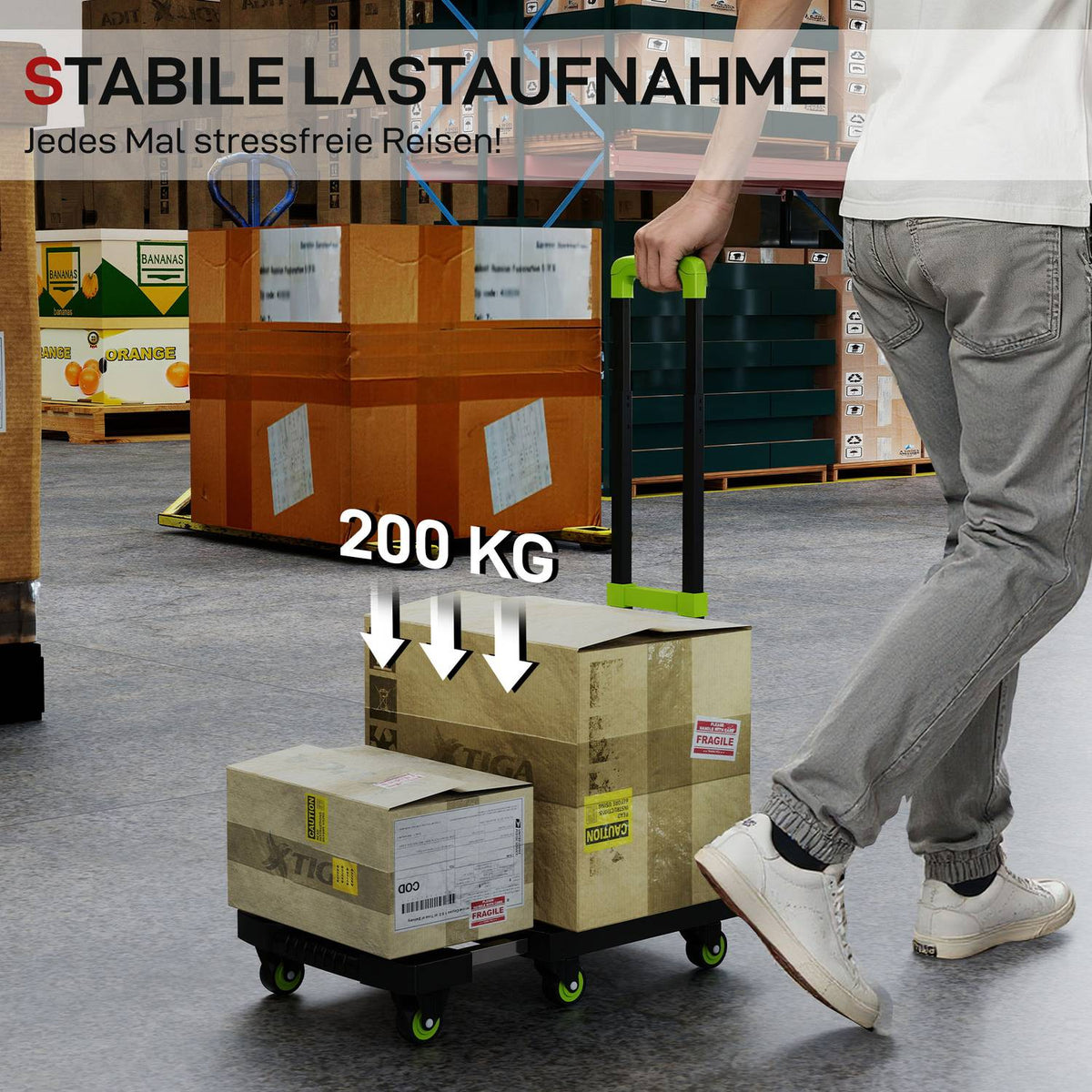 Folding Metal Hand Truck, Adjustable Handle, 49x35x102 cm