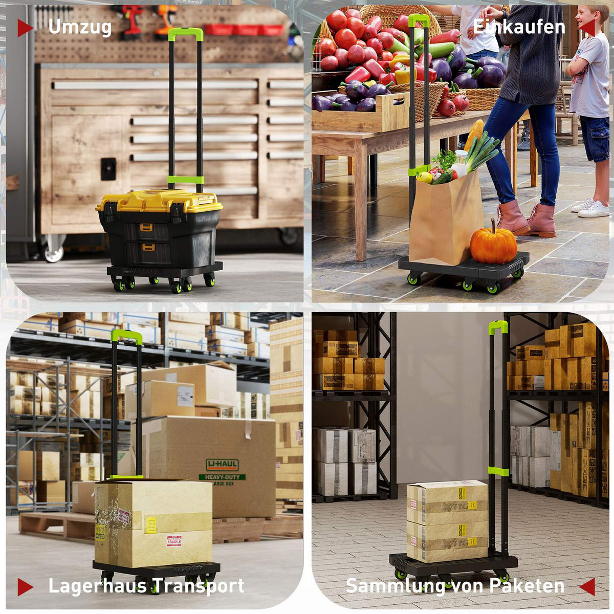 Folding Metal Hand Truck, Adjustable Handle, 49x35x102 cm